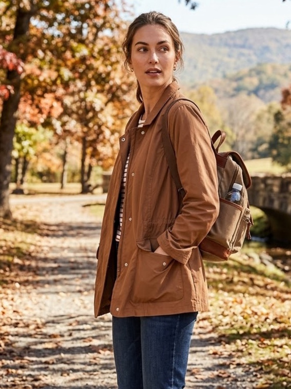 NWT J. Jill Brown Lightweight Utility Rain Jacket Wind Breaker Petite M RT$149